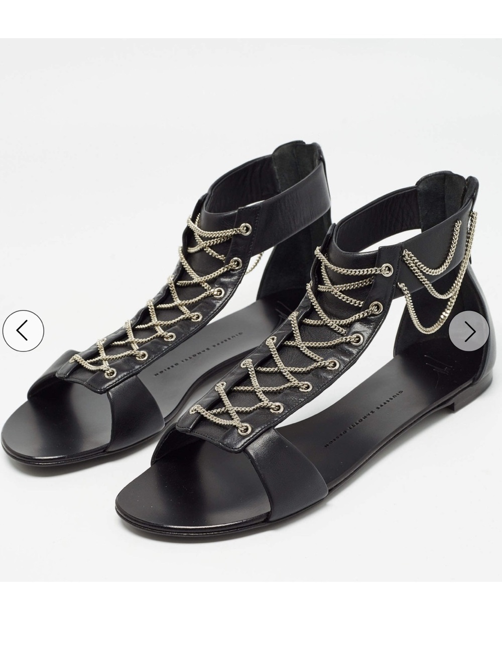 Giuseppe Zanotti Black Leather Roll Chain